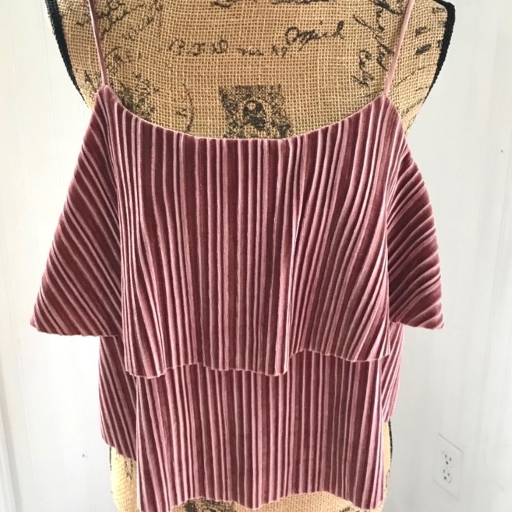 New Elodie Cropped Pleated Pink Cami Top Sz L
